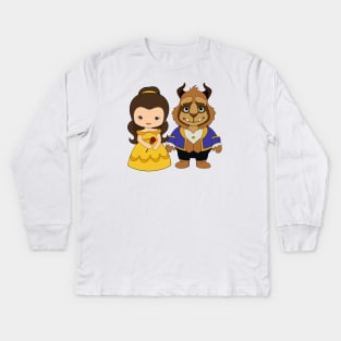 Baby princess, the beast, face mask for girl, princess cute mask, princess with rose Kids Long Sleeve T-Shirt